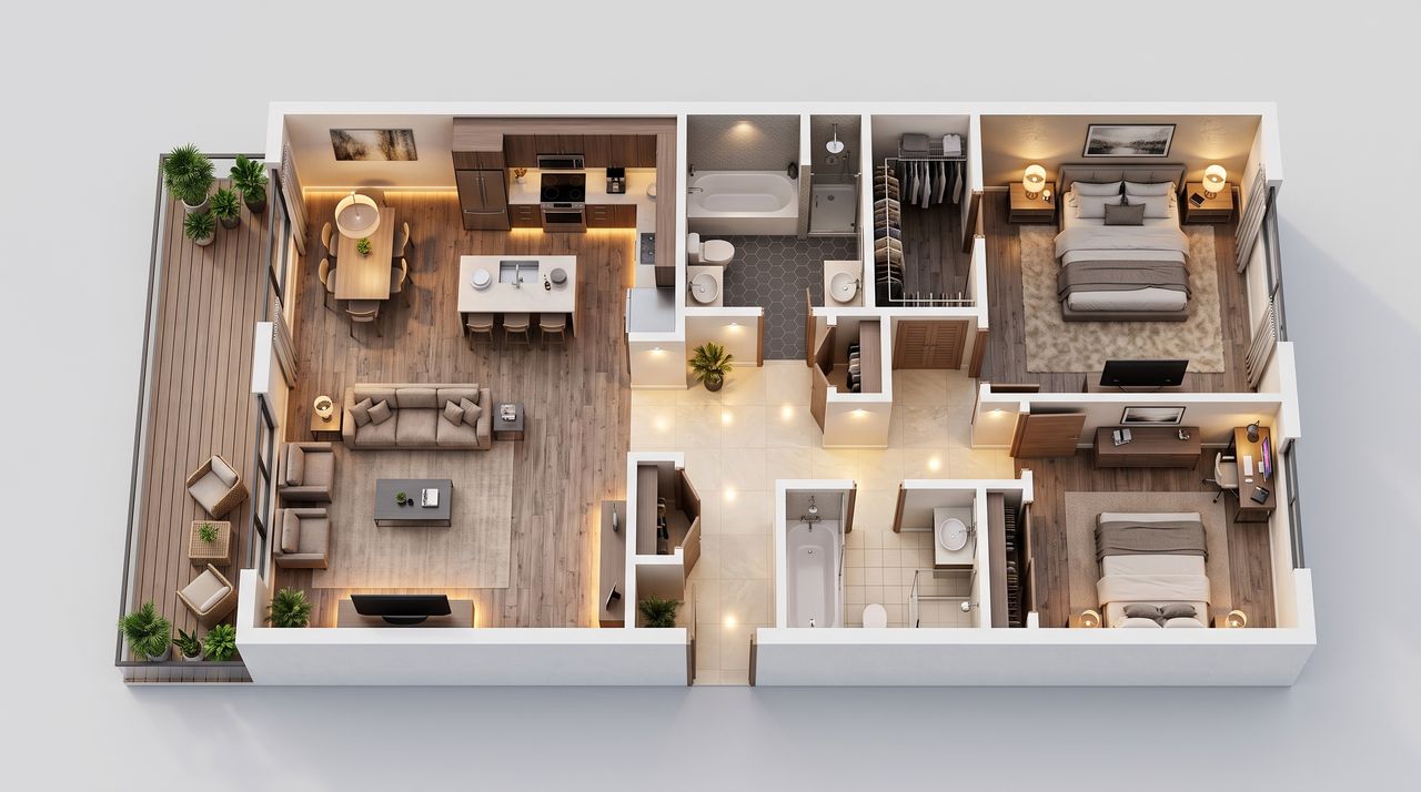 3D floor plan render